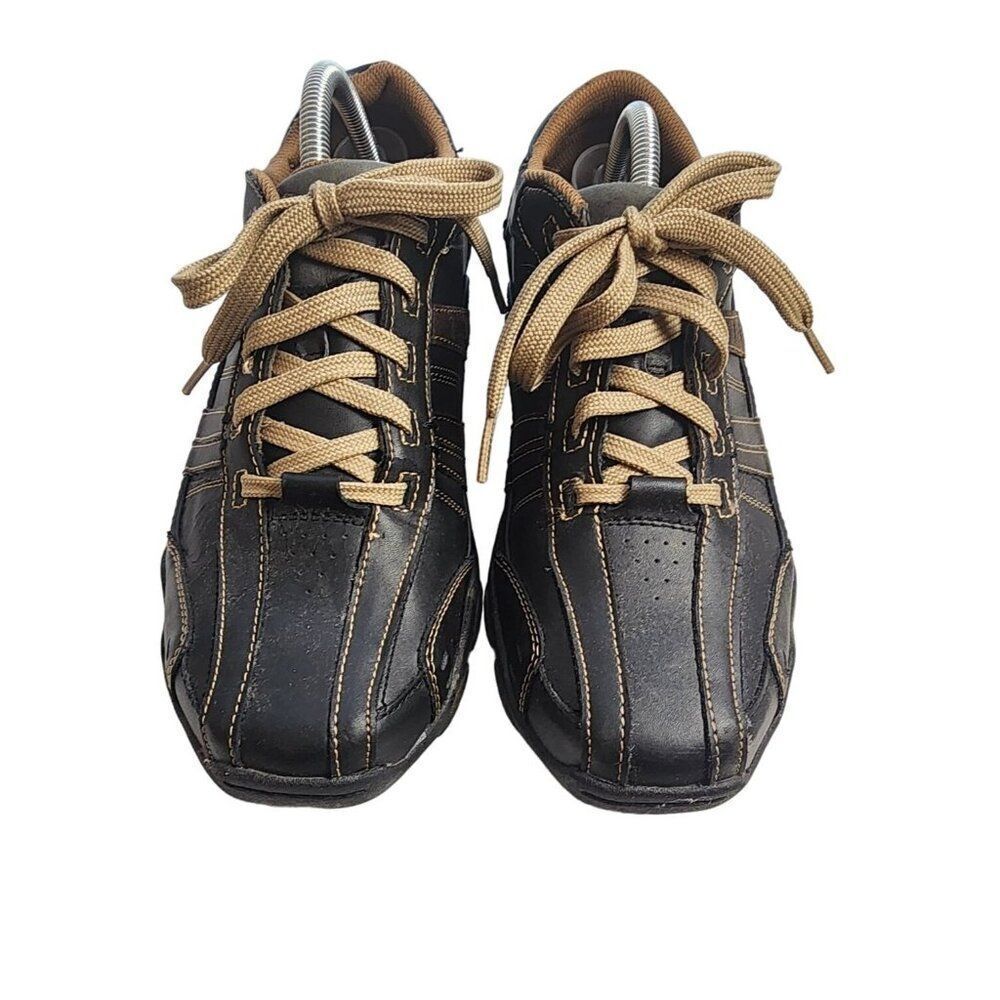 Men's Brown Leather Casual Skechers Sneakers Size 9.5